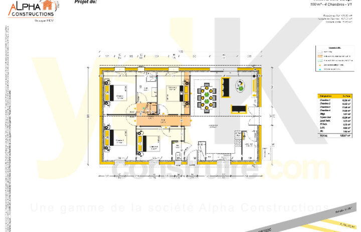 votre maison de 100m2 sur un terrain de 450m2 sur la commune de Le Taillan-Médoc au prix de 350000€ avec Alpha Constructions